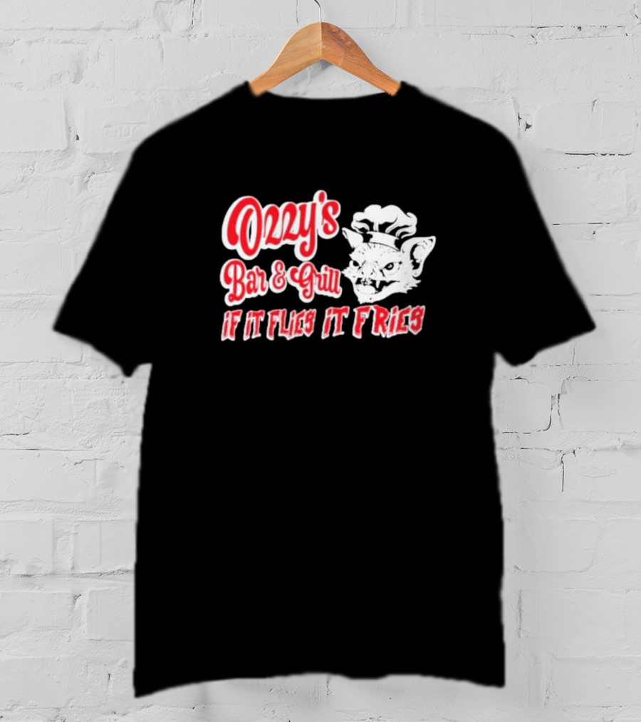 Ozzy's Bar And Grill If It Flies It Fries Cat Chef T-Shirt