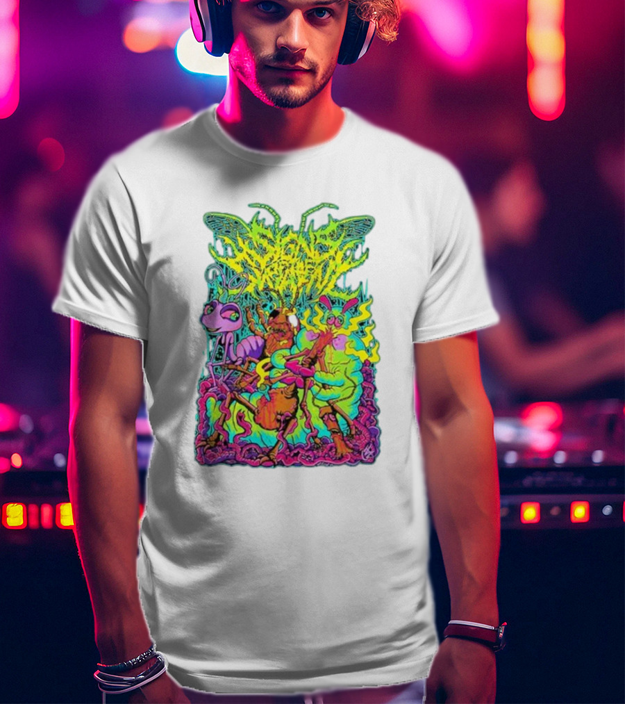 Signs Of The Swarm A Swarm’s Life Neon Psychedelic Insect Adventure T-Shirt