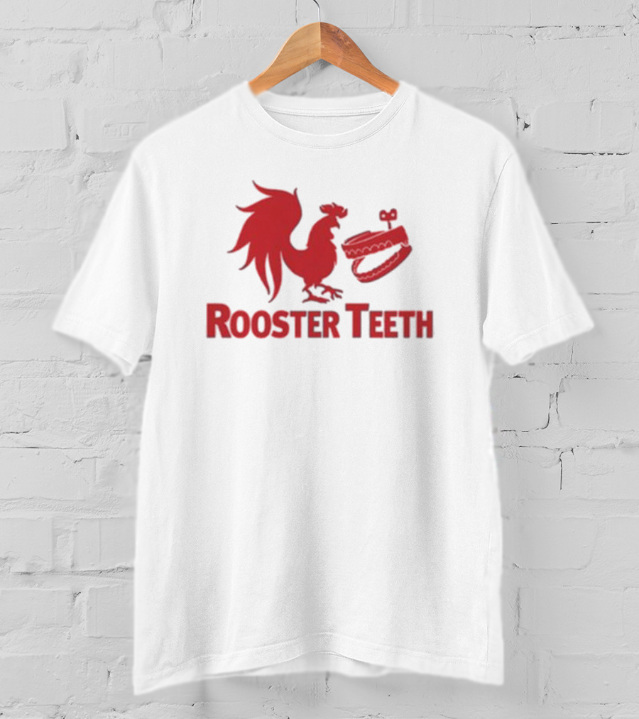 Rooster Teeth Red Rooster And Wind-Up Chattering Teeth T-Shirt