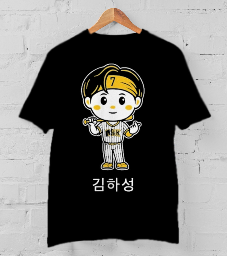 Rotowear Kim Ha-seong Cartoon Baseball Character 7 KBO Player T-Shirt