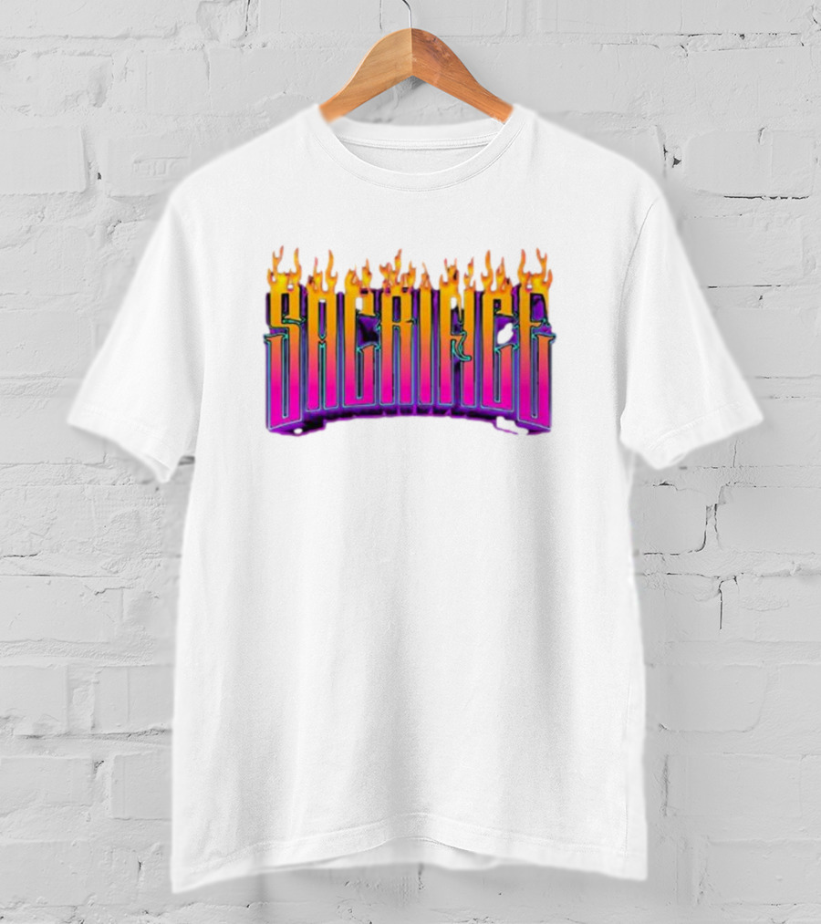 Sacrifice Hades Sunset Flame Text T-Shirt
