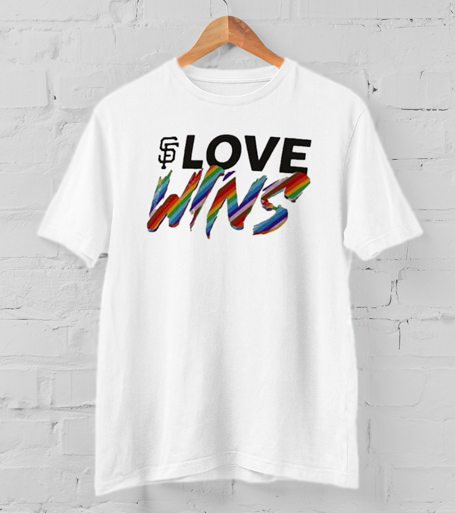 San Francisco Giants Love Wins Rainbow Text Fanatics Branded T-Shirt