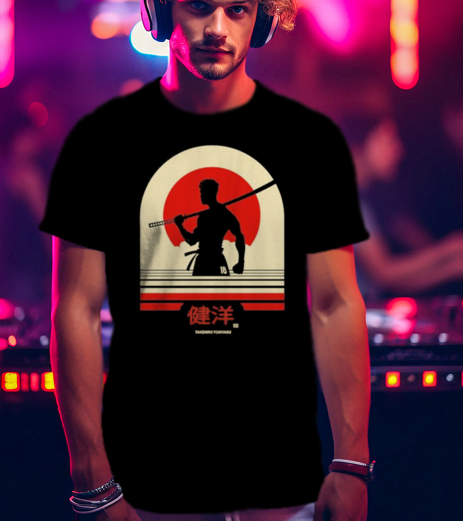 TAKEHIRO TOMIYASU 18 Retro Japanese Samurai T-Shirt