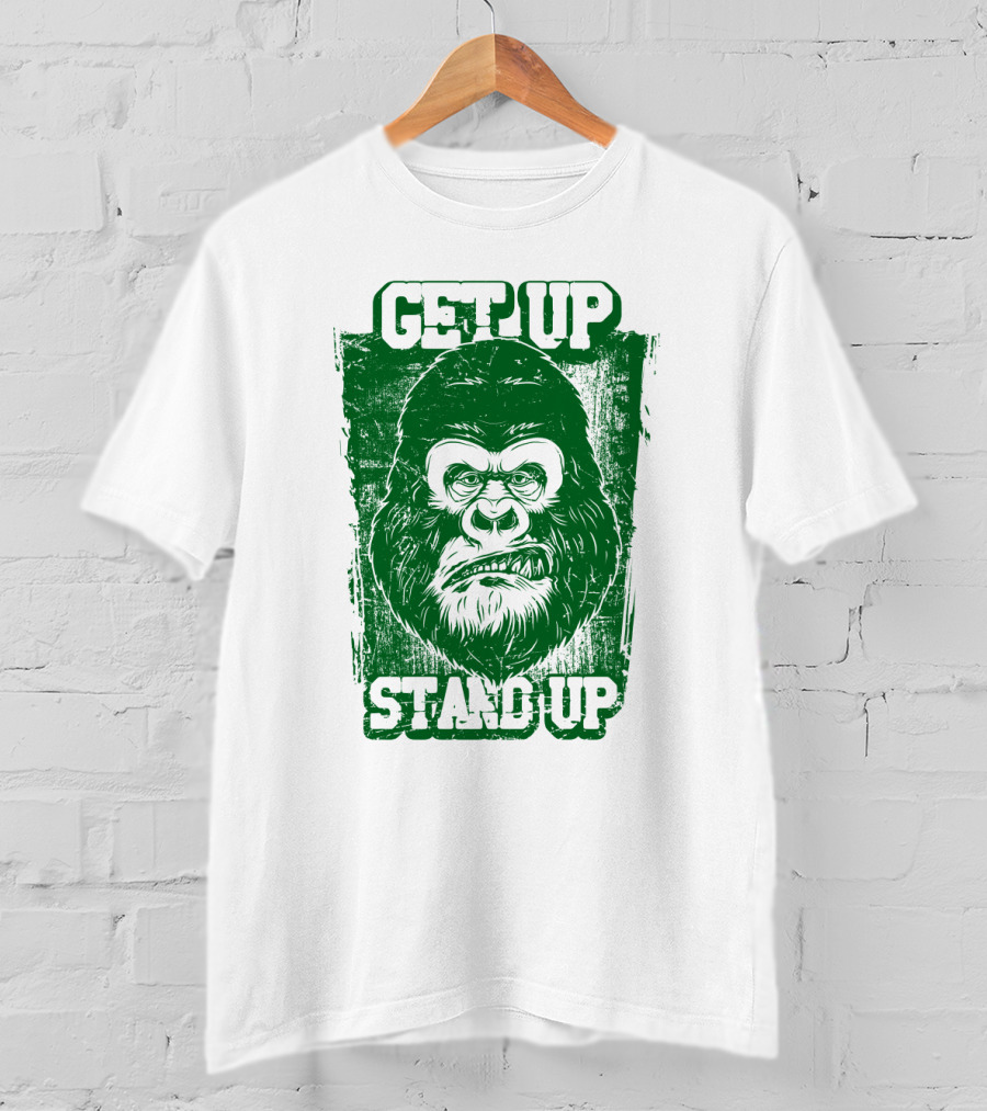 GET UP STAND UP Gorilla Face T-Shirt