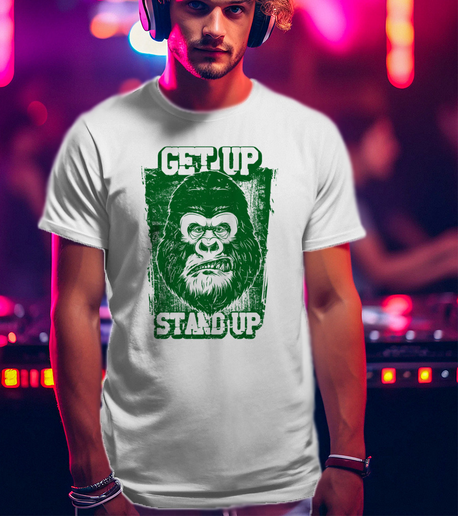 GET UP STAND UP Gorilla Face T-Shirt