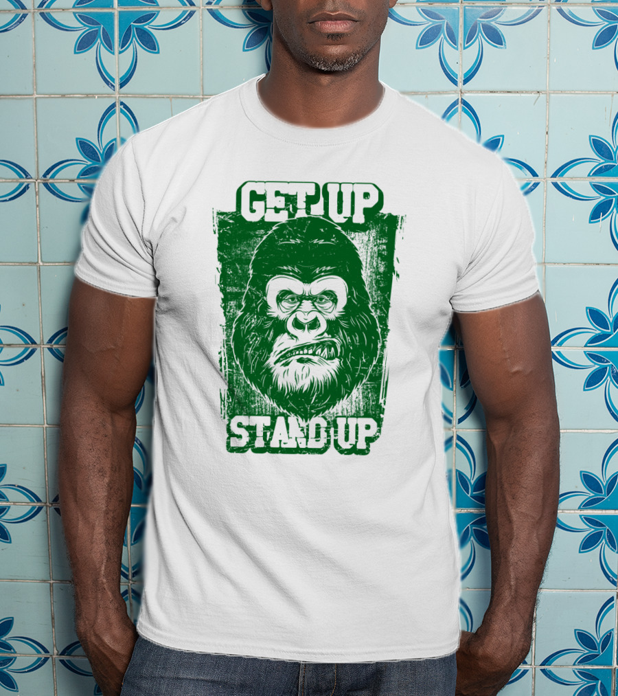 GET UP STAND UP Gorilla Face T-Shirt