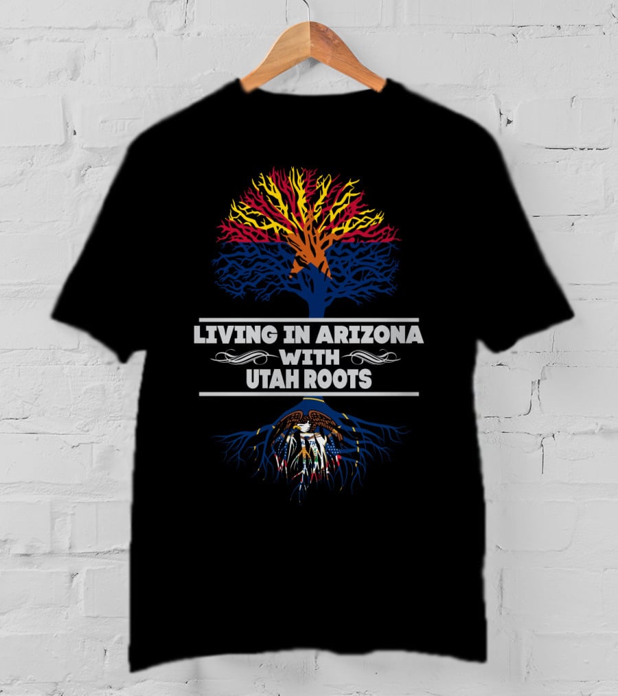 Living In Arizona With Utah Roots Reflective Tree And Eagle Heritage T-Shirt