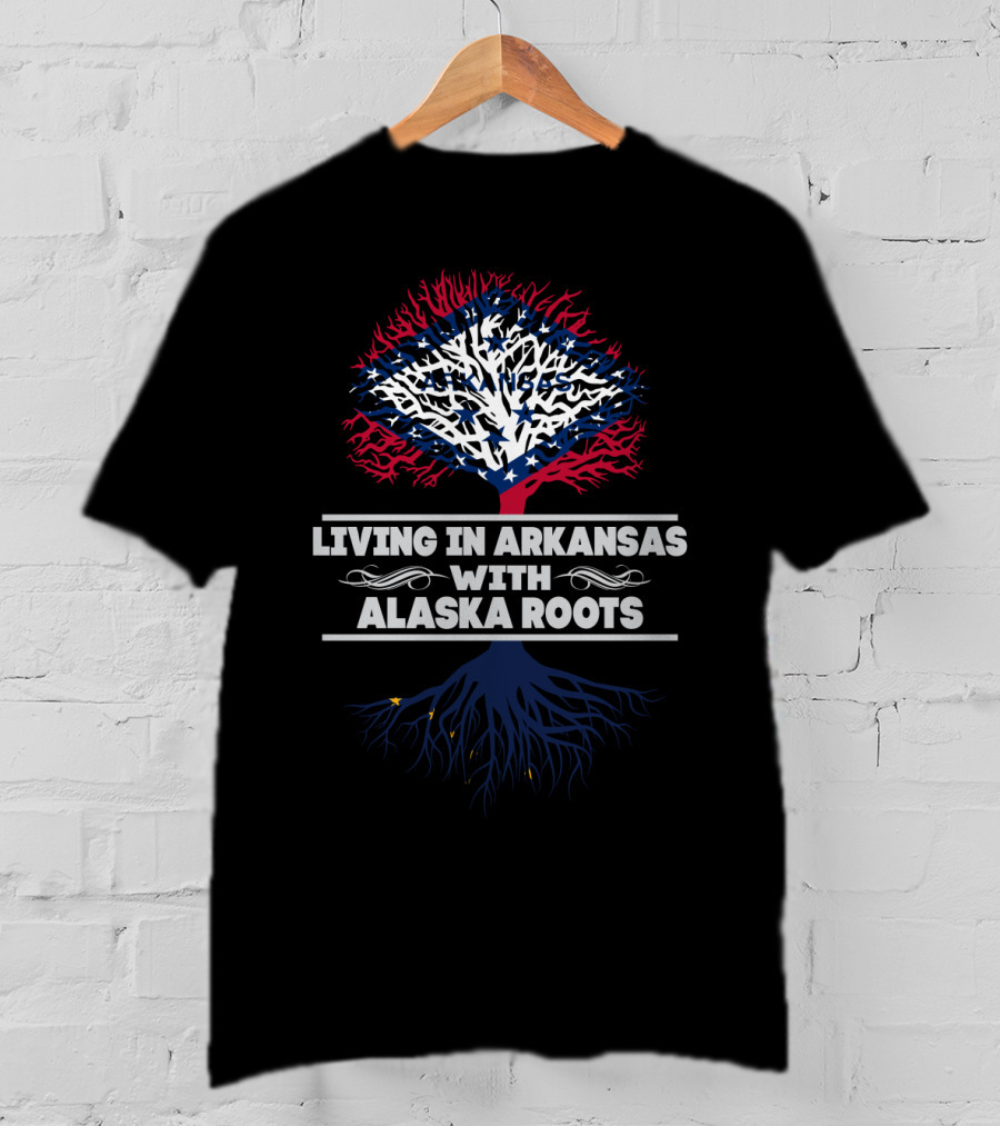 Living In Arkansas With Alaska Roots Patriotic Tree T-Shirt