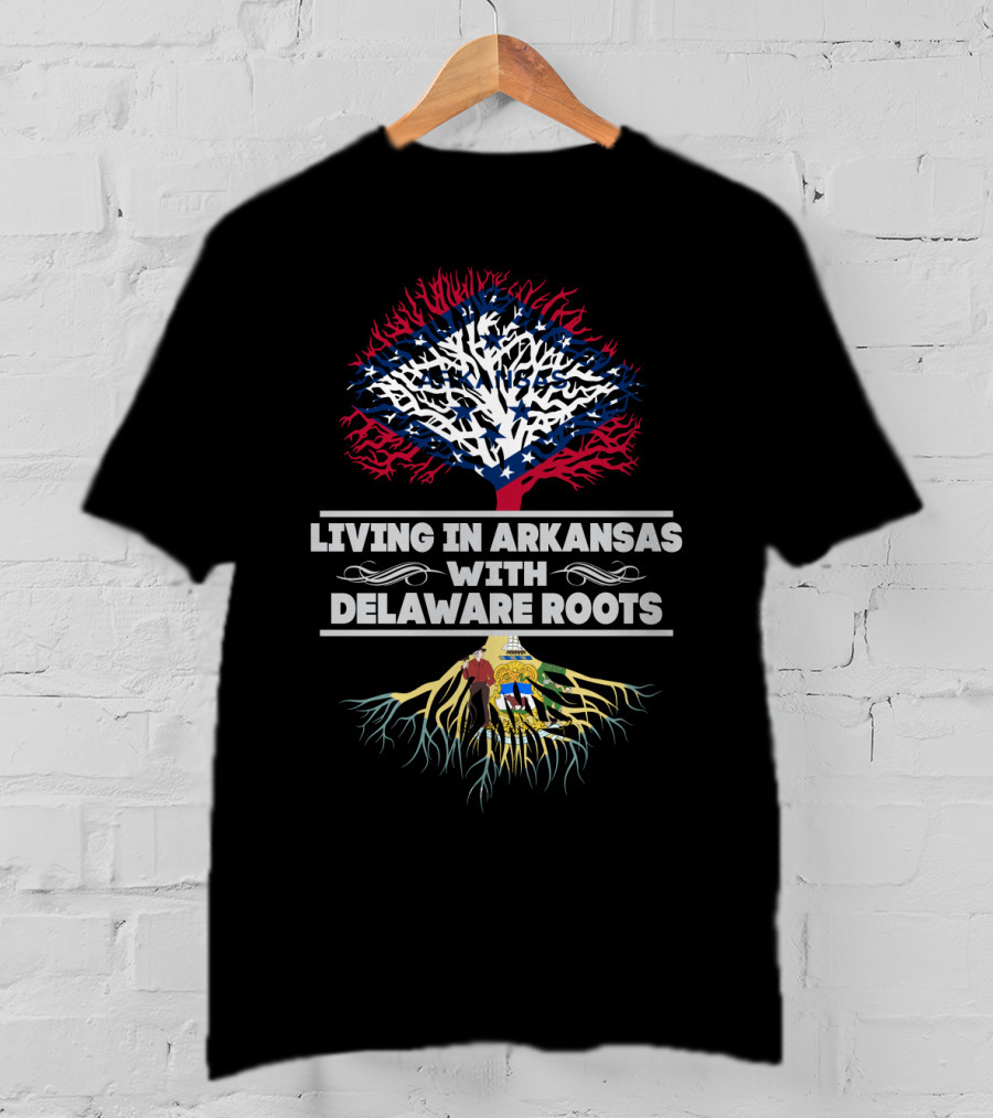 Arkansas Living With Delaware Heritage Featuring State Flag And Coat Of Arms T-Shirt