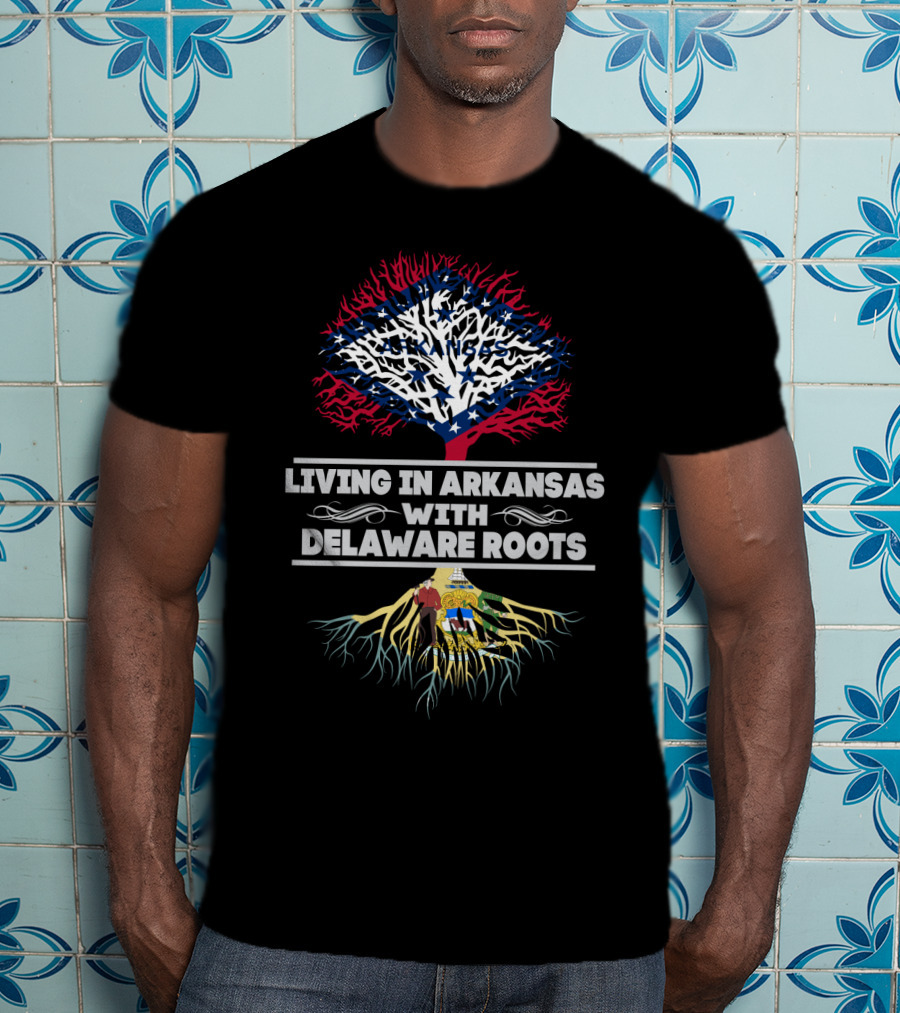 Arkansas Living With Delaware Heritage Featuring State Flag And Coat Of Arms T-Shirt