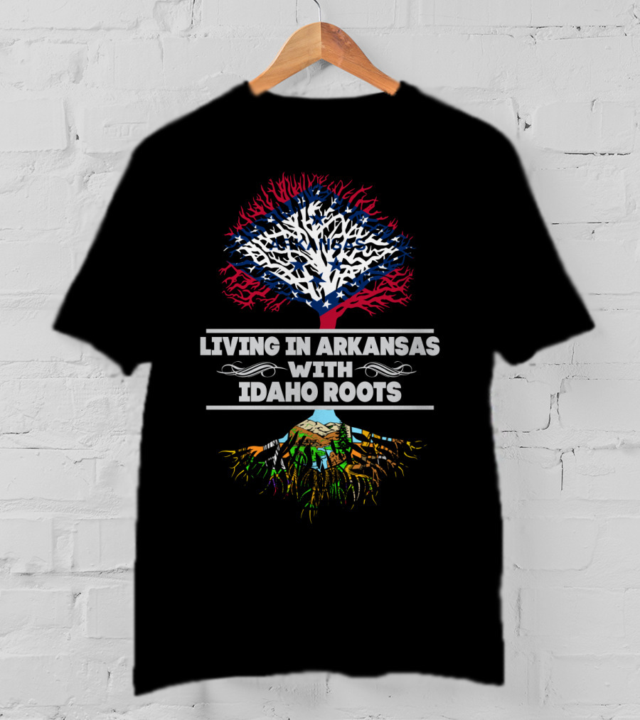 Living In Arkansas With Idaho Roots Flag Tree T-Shirt