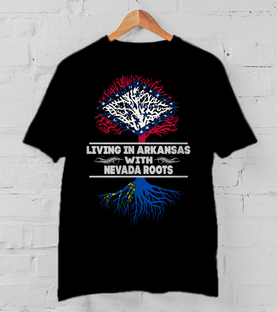 Living In Arkansas With Nevada Roots Arkansas Flag Tree T-Shirt