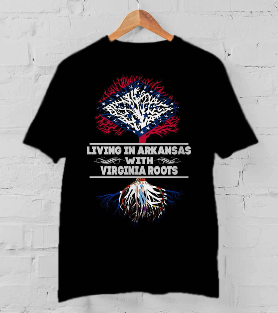 Living In Arkansas With Virginia Roots Featuring State Flag Tree T-Shirt