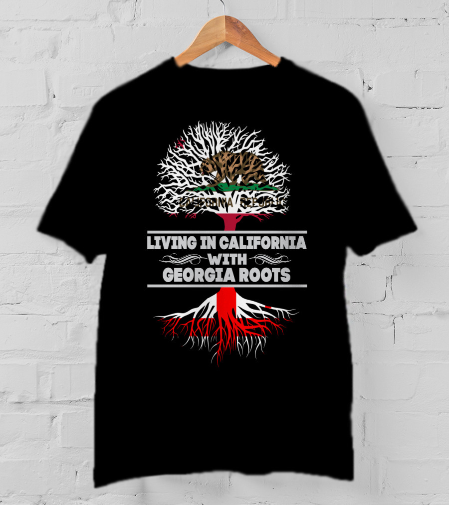 Living In California With Georgia Roots Bear Flag Tree T-Shirt