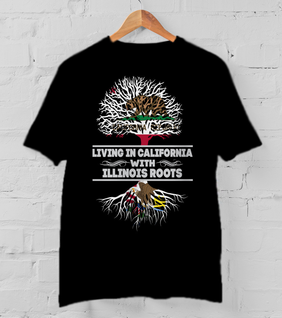 California Republic Bear Living In California With Illinois Roots Eagle T-Shirt