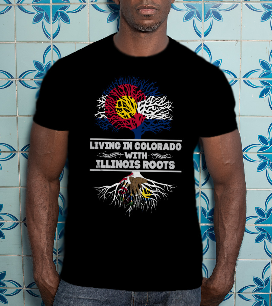Colorado Flag Tree Symbolizing Residence With Illinois Origins And Roots T-Shirt