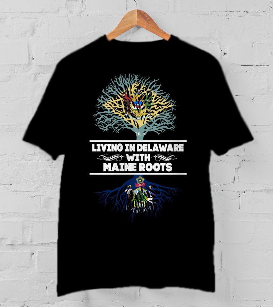 Delaware Life Maine Heritage Tree With State Coat Of Arms Roots T-Shirt