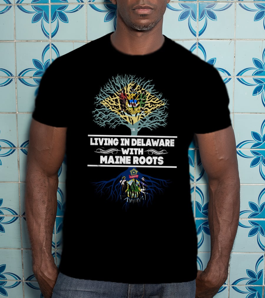 Delaware Life Maine Heritage Tree With State Coat Of Arms Roots T-Shirt
