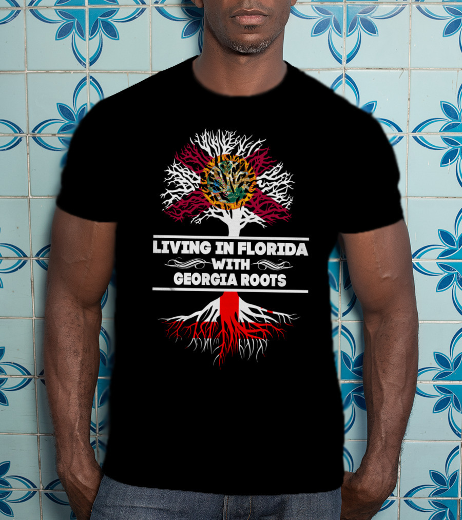 Florida Life And Georgia Heritage With State Seal In Tree Roots T-Shirt