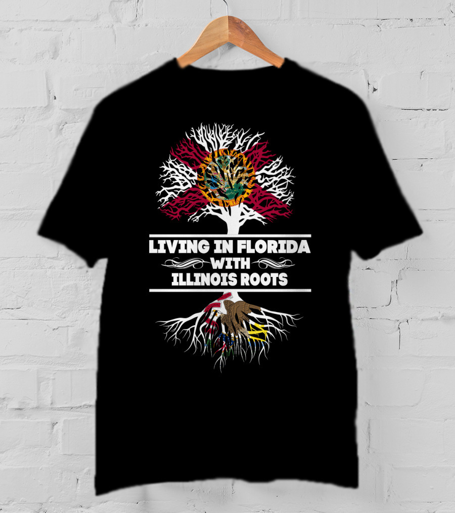 Florida Sun With Illinois Tree Roots State Pride T-Shirt
