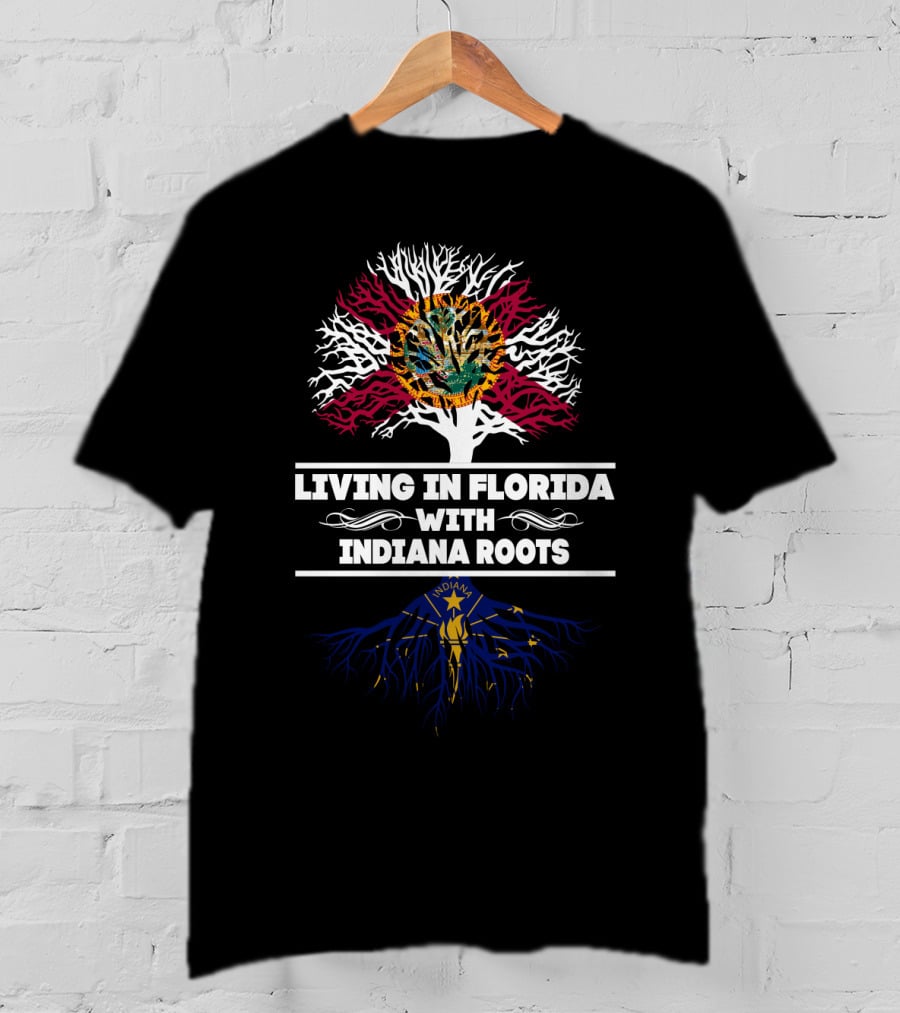 Florida And Indiana Themed Living With State Symbolic Tree T-Shirt