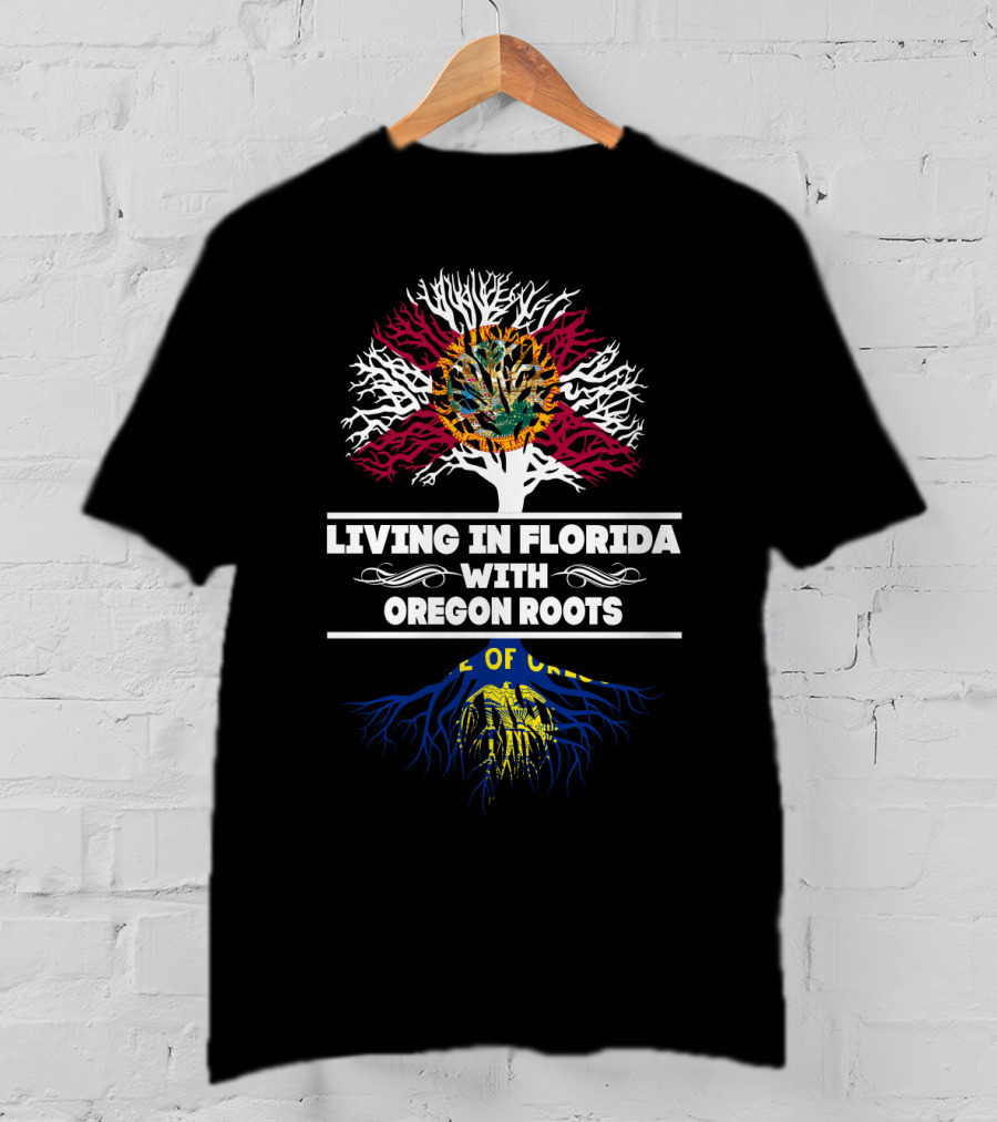 Florida Living With Deep Oregon Roots And State Symbols Tree T-Shirt