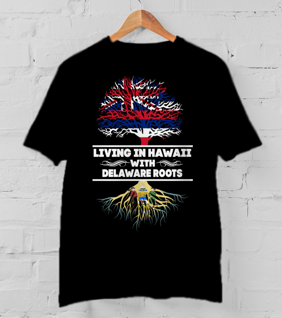 Hawaii Flag Tree With Delaware Roots Symbolizing Living Heritage T-Shirt
