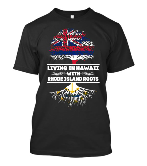 Hawaii Lifestyle Embraced With Deep Rhode Island Heritage Featuring Iconic Flag-Inspired Tree T-Shirt