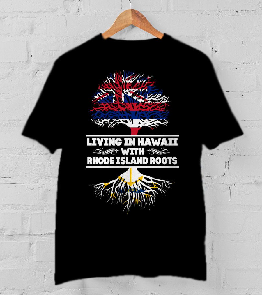 Hawaii Lifestyle Embraced With Deep Rhode Island Heritage Featuring Iconic Flag-Inspired Tree T-Shirt