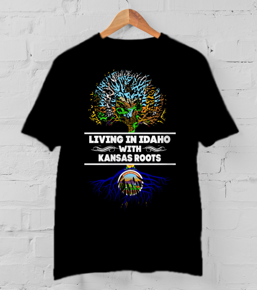 Idaho Living Kansas Roots Tree Art With State Symbols T-Shirt