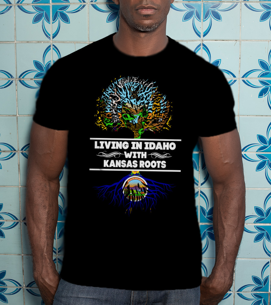 Idaho Living Kansas Roots Tree Art With State Symbols T-Shirt