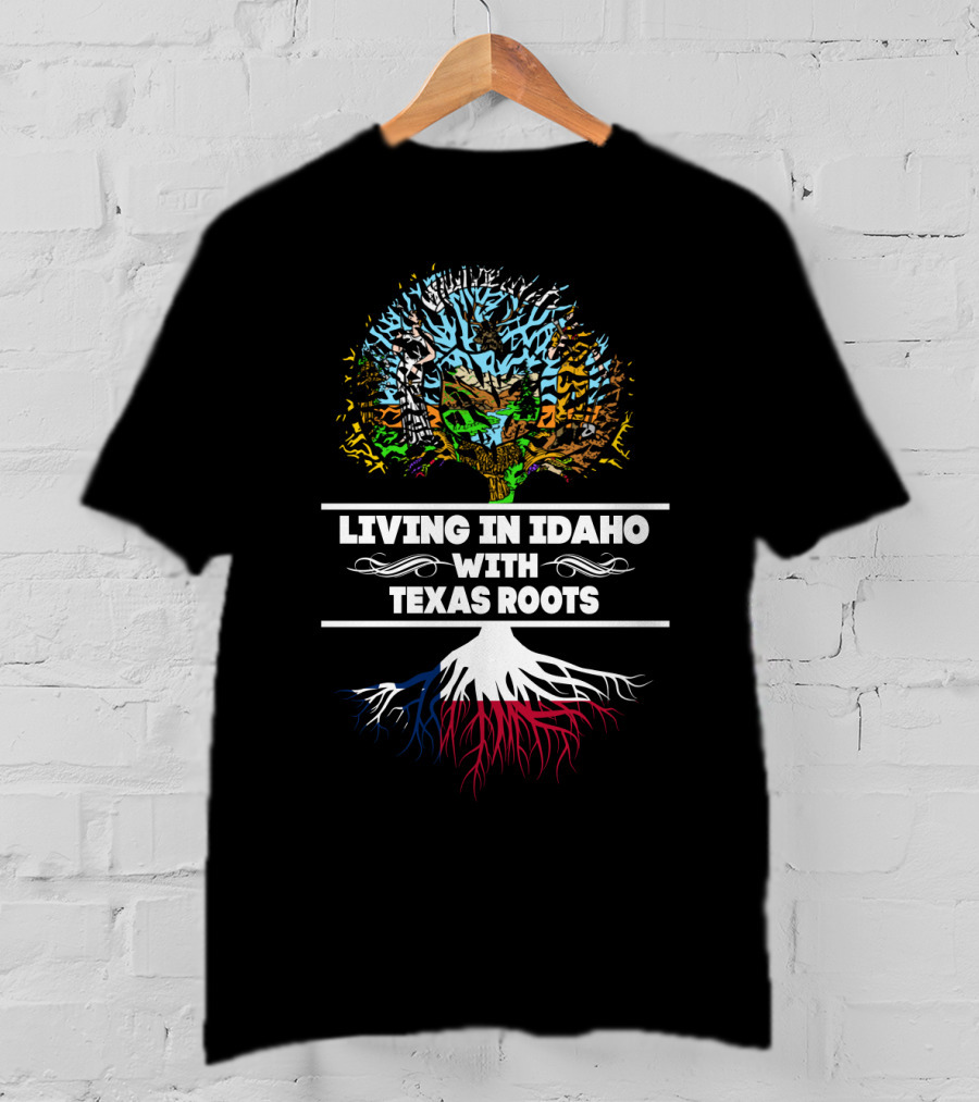 Idaho Living Texas Roots Tree Graphic With Vibrant Colorful T-Shirt