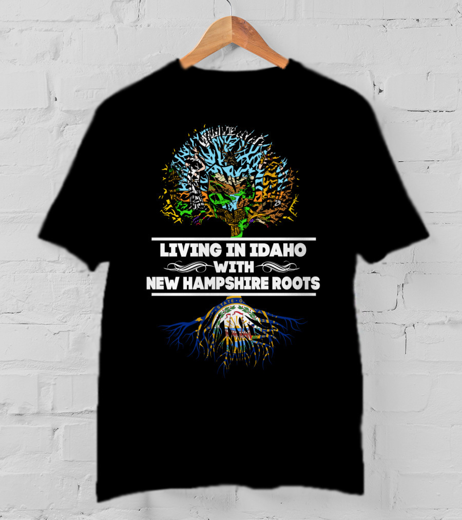 Living In Idaho With New Hampshire Roots Tree And State Seal T-Shirt