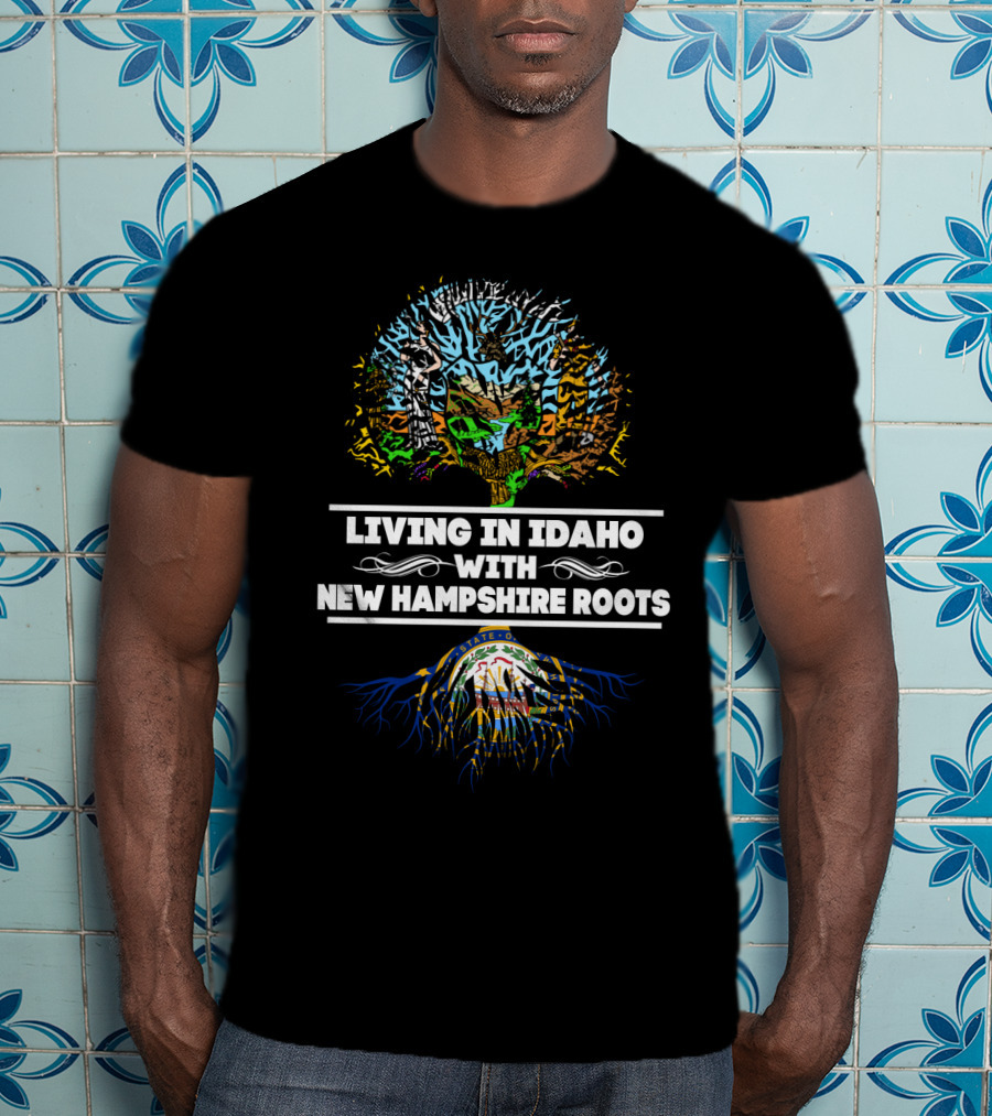 Living In Idaho With New Hampshire Roots Tree And State Seal T-Shirt