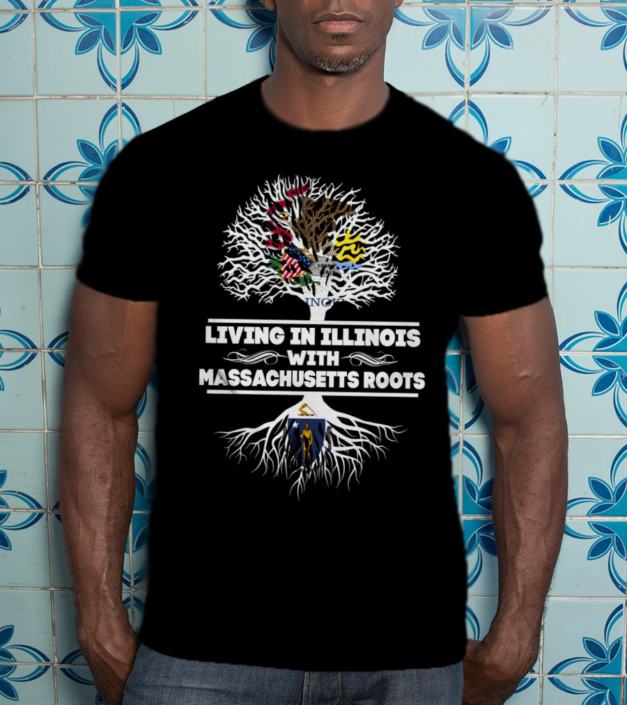 Illinois Pride Meets Massachusetts Heritage With State Emblems In Tree T-Shirt