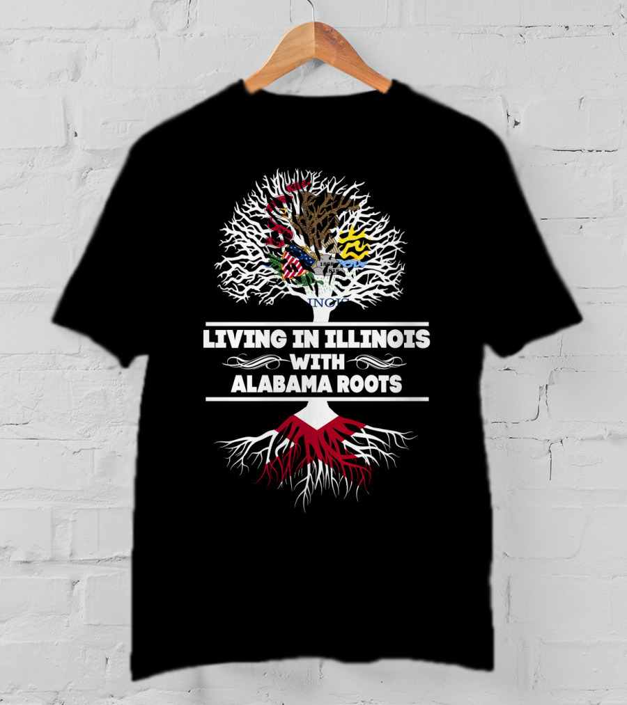 Illinois And Alabama Heritage Tree Design With State Seal Symbolism T-Shirt
