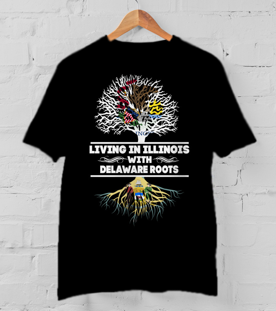 Illinois Life Blended With Delaware Heritage State Tree T-Shirt