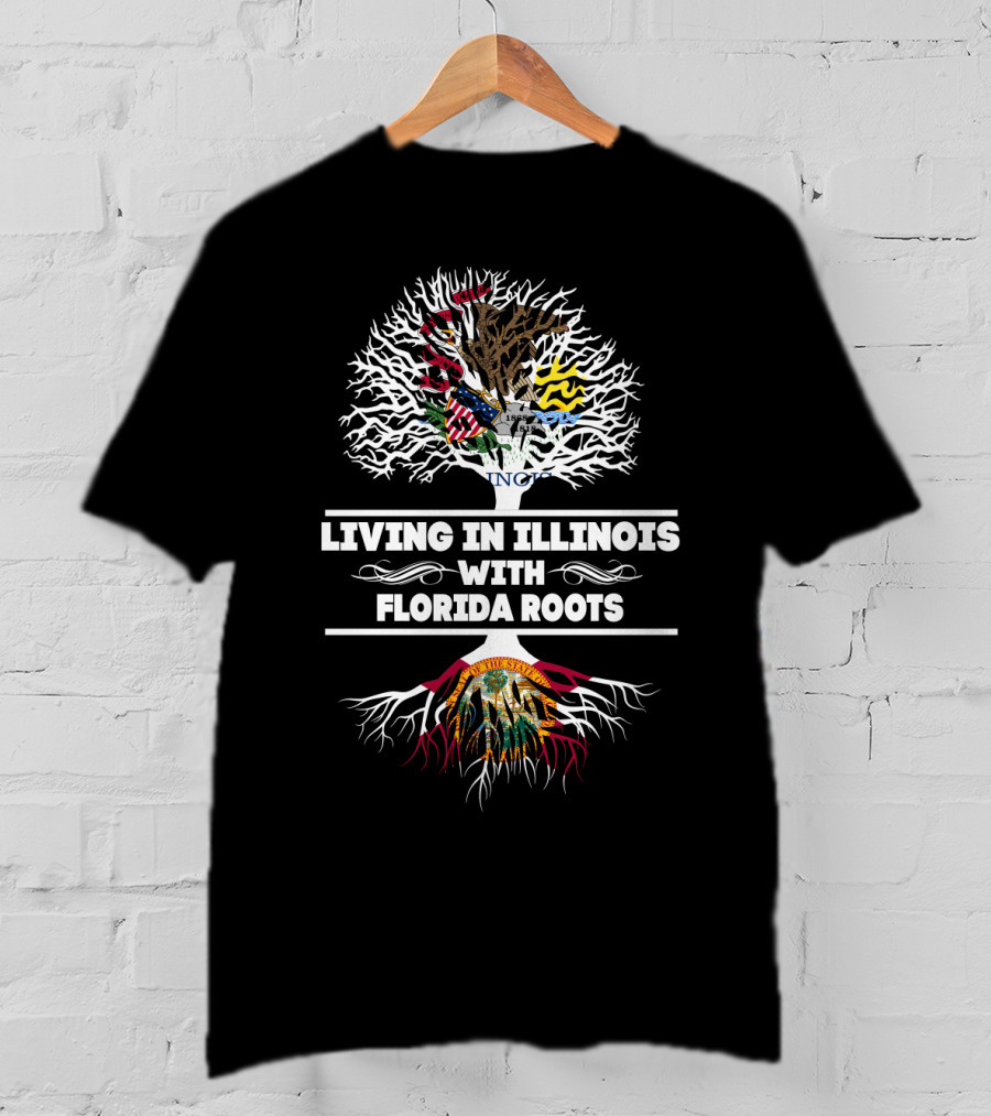 Living In Illinois With Strong Florida Roots Flag Tree T-Shirt