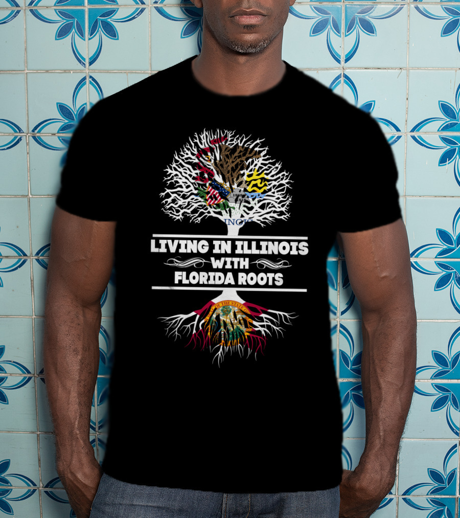 Living In Illinois With Strong Florida Roots Flag Tree T-Shirt