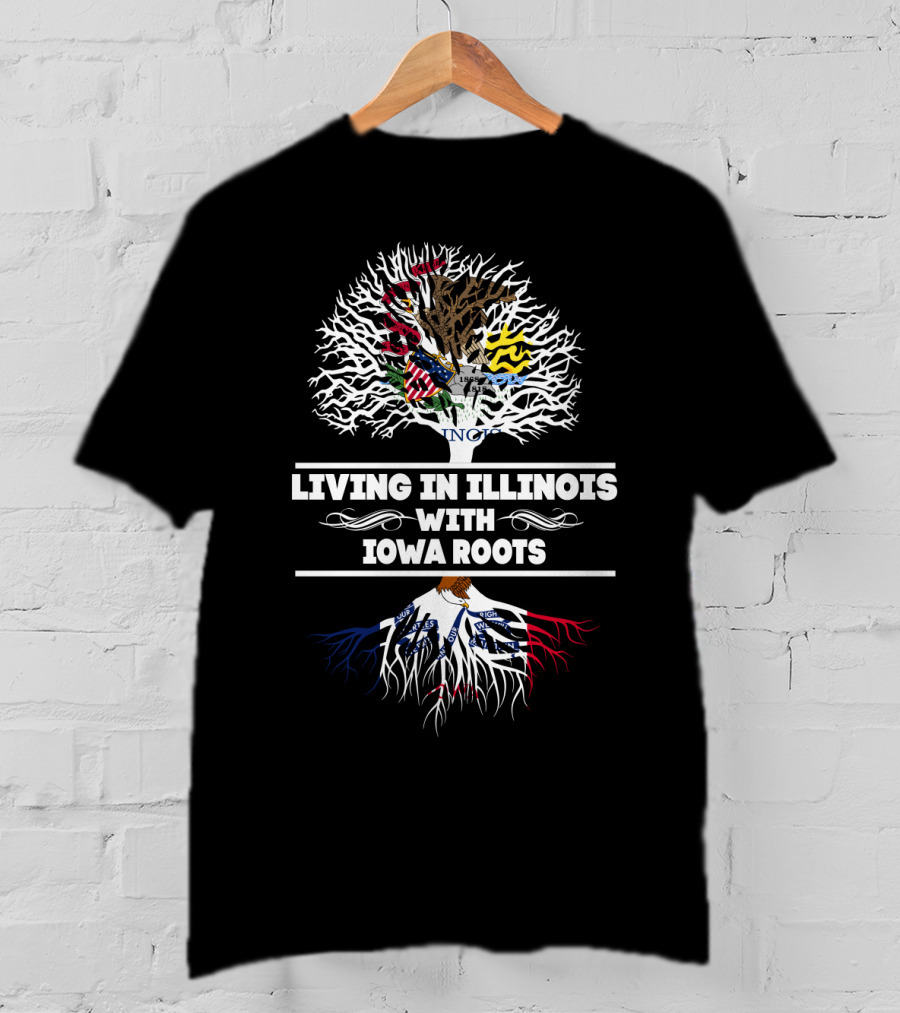 Illinois Flag Tree With Iowa Roots T-Shirt