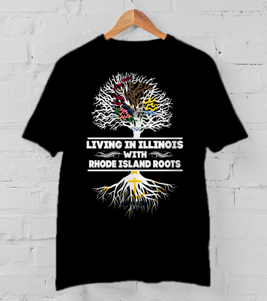 Illinois Pride Meets Rhode Island Heritage: Celebrating Roots With State Flag Iconography T-Shirt