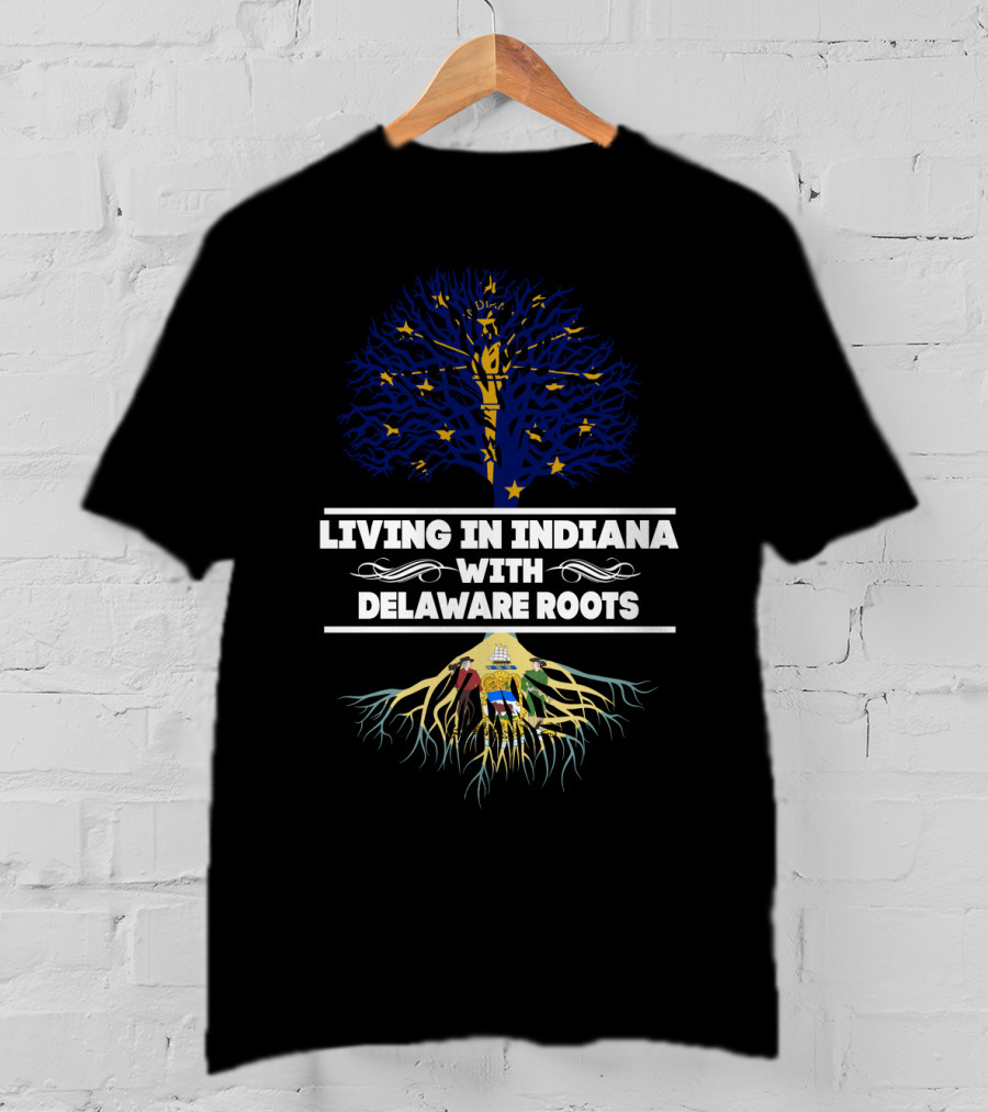 Living In Indiana With Delaware Roots Deep Tree Symbol Connection T-Shirt