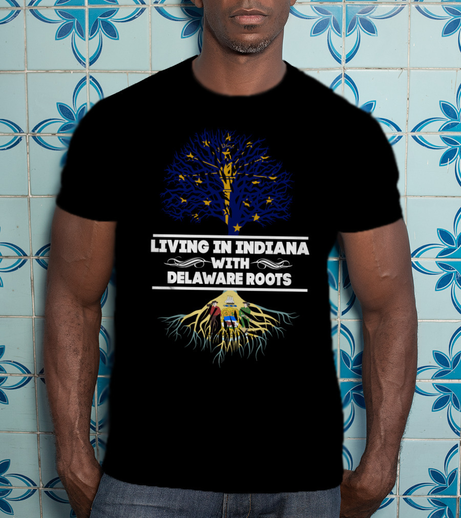 Living In Indiana With Delaware Roots Deep Tree Symbol Connection T-Shirt