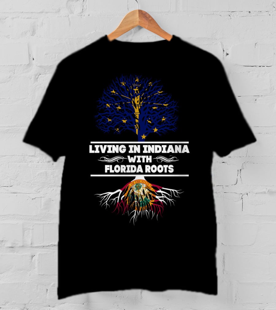 Indiana State Pride Meets Florida Heritage Tree Roots Fusion T-Shirt