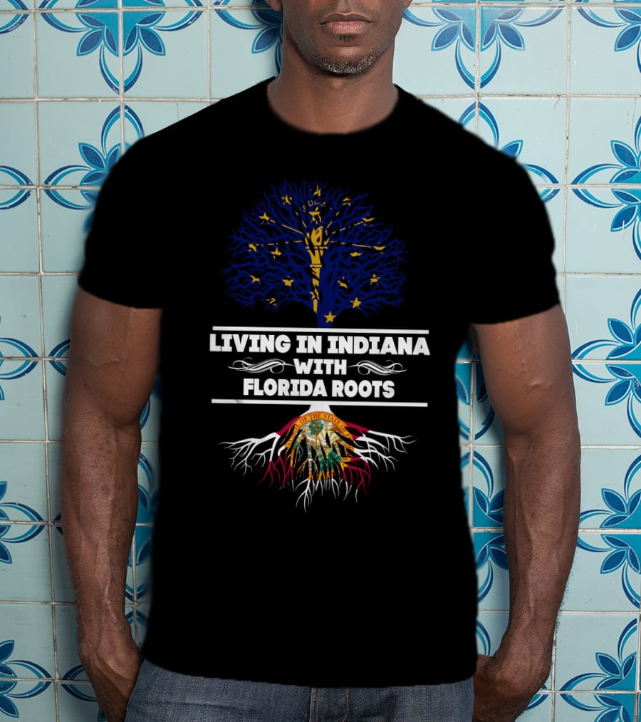 Indiana State Pride Meets Florida Heritage Tree Roots Fusion T-Shirt