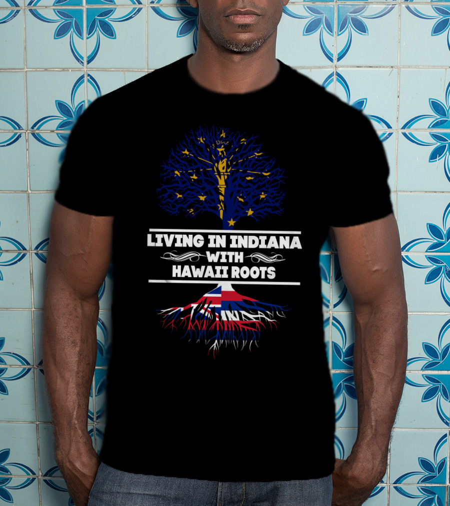 Indiana Heritage And Hawaiian Roots Connection Tree T-Shirt