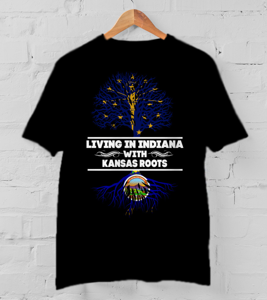 Indiana Residency With Deep Kansas Heritage Featuring State Symbols And Iconography T-Shirt