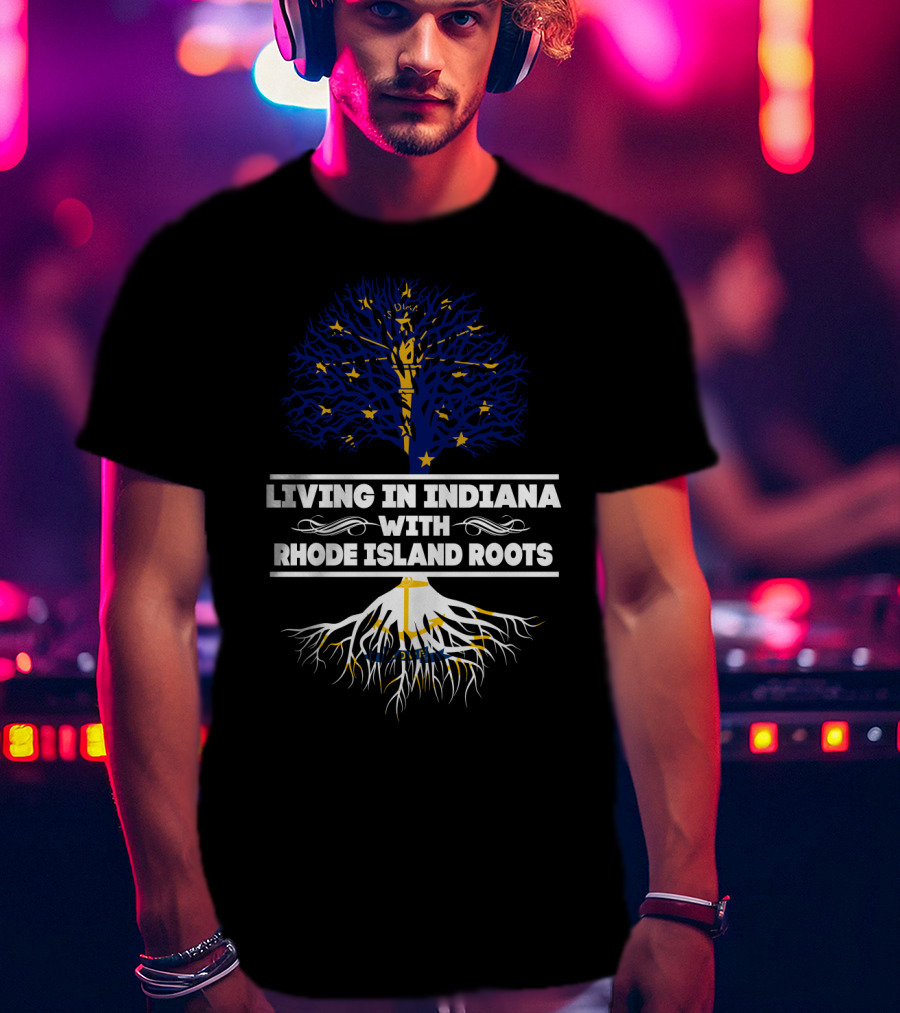 Living In Indiana With Rhode Island Roots Starry Tree T-Shirt