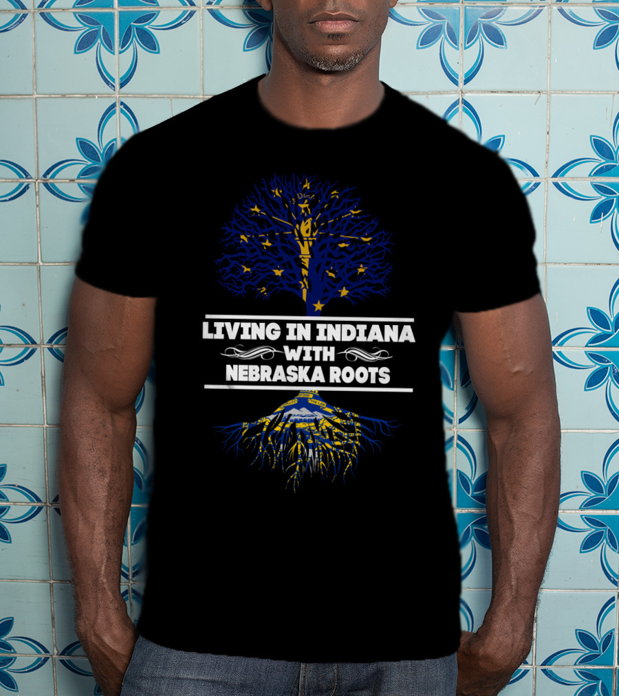 Indiana Tree With Nebraska Roots And Stars Symbolism T-Shirt