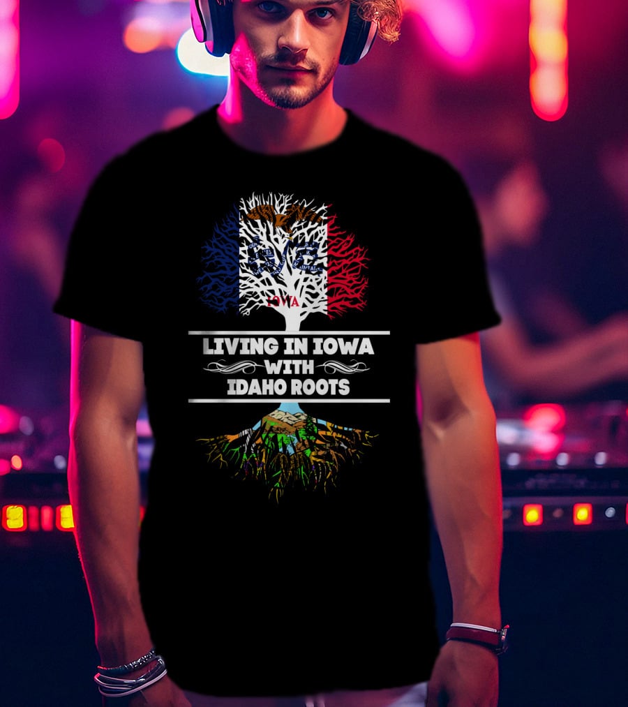 Iowa Pride With Deep Idaho Heritage Symbolized By State Tree And Root T-Shirt